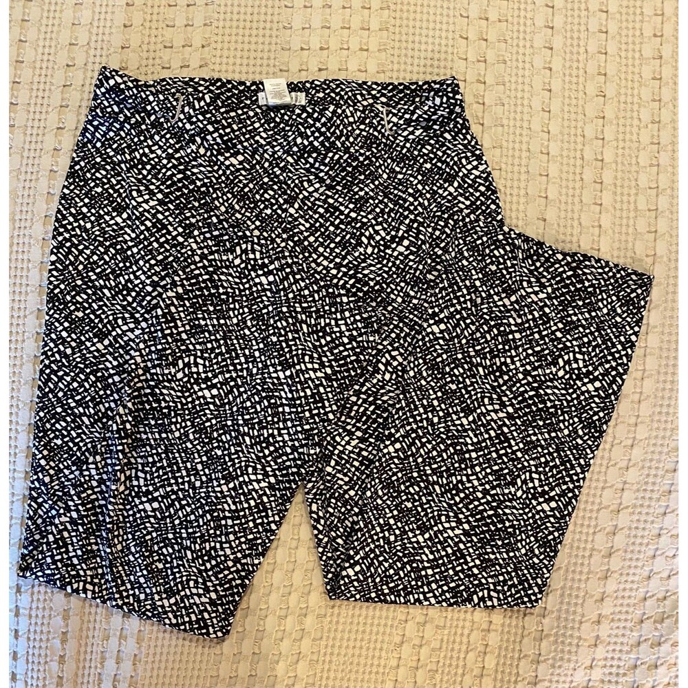 Retrology Pants Black / White Sz Large‎ Elastic Waist Stretch Comfy Work / Play